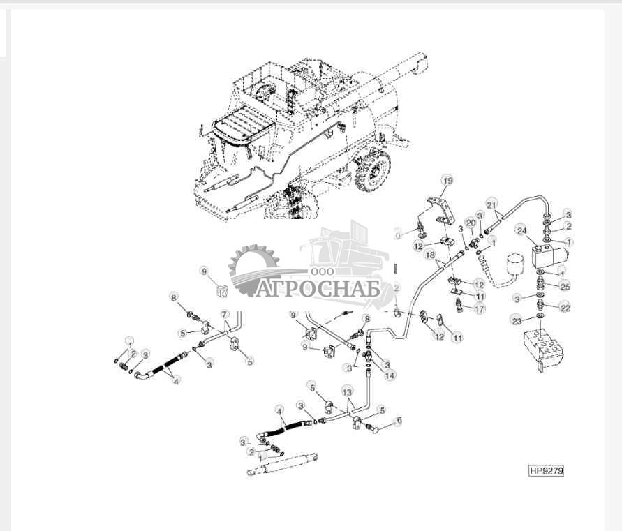 Гидравлические линии и шланги подъема хедера 